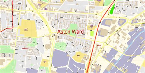 Aston Ward (Aston) UK Birmingham Vector Map exact extra detailed City ...