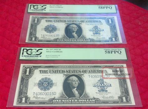 Two 1923 $1 U. S. Silver Certificates - Fr 237 - Pcgs Graded