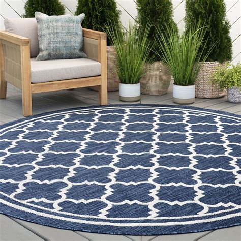 6ft Round Water Resistant, Indoor Outdoor Rugs for Patios, Front Door ...