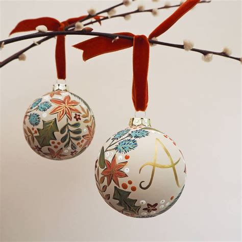 Personalised Hand Painted Floral Baubles By Hello Marilu Handpainted