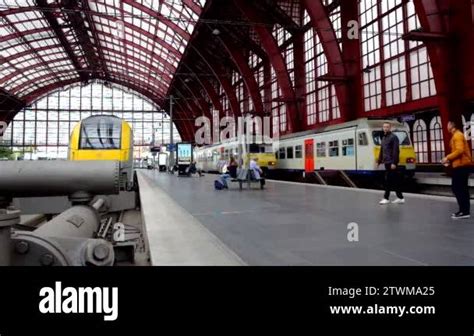 Antwerp Belgium Anno The Train Is Waiting At The Platform For