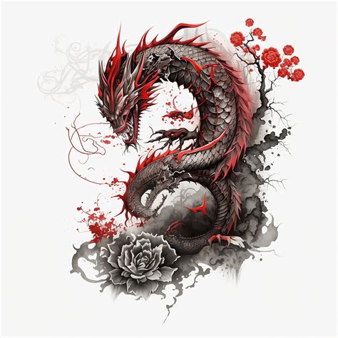 Dragon Tattoo Design White Background PNG File Download High Resolution ...