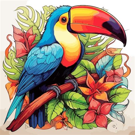 Illustration De Loiseau Toucan Forêt Tropicale Beau Personnage Toucan