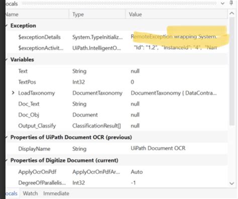 Digitize Docuemnt Error Digitize Document The Type Initializer For