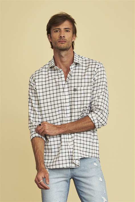 CAMISA TXC ML XADREZ BORDADA 2972L BRANC GoldSpots Shop Country