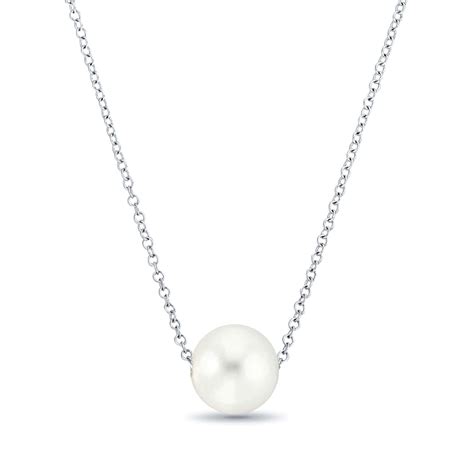 Freshwater Pearl Necklace Floating Sterling Silver Everyday T Wedding