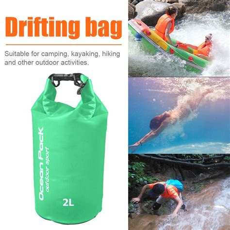 Waterproof Pouch Dry Sack For Drifting Swimming Trekking Bag Green 2L