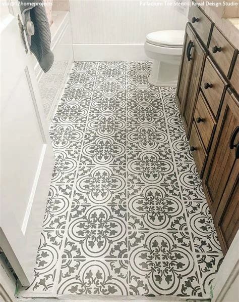 Palladium Tile Stencil In Painting Ceramic Tile Floor Stenciled