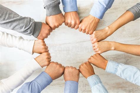 Group Of People Fist Bump Assemble Together Stock Photo Image Of