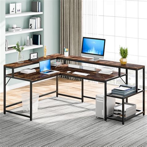 Tribesigns Reversible L Shaped Computer Desk with Monitor Stand, 69 ...