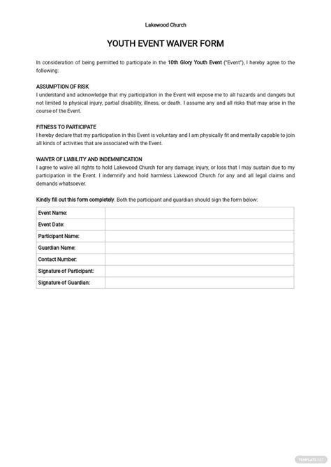 FREE Waiver Form Templates - Download in Word, Google Docs, PDF, Apple ...