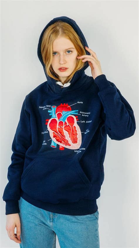 Heart Embroidered Hoodie Sweatshirt Etsy