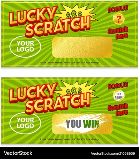 Scratch Lottery Game Win Card Royalty Free Vector Image