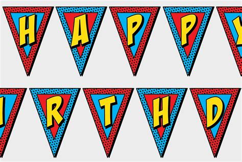 Printable Superhero Happy Birthday Banner Party By Ellascrown