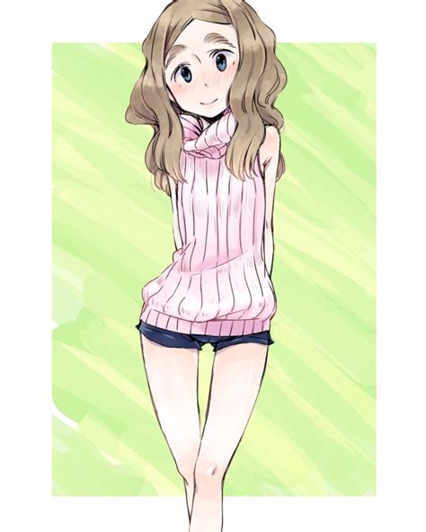 Safebooru Bare Legs Blue Eyes Blush Brown Hair Chibikko Morihito Eyebrows Long Hair Morihito