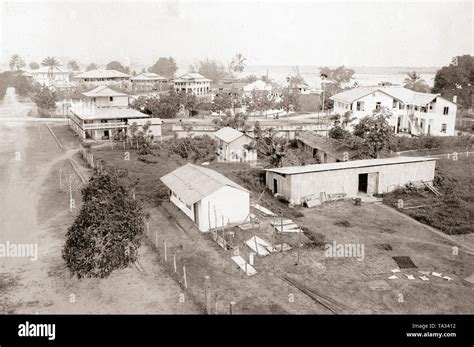 The photo shows the city of Duala in Cameroon and was taken from the ...