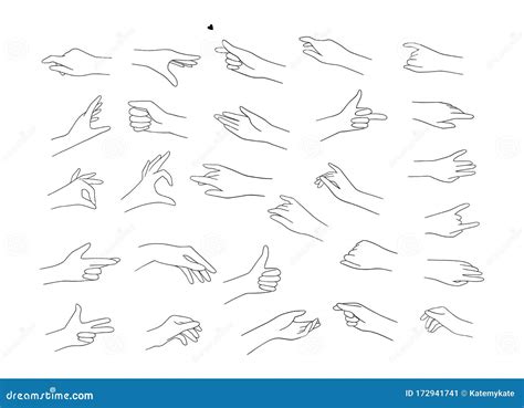 Trendy Vector Drawings Of Hand In Linear Style Minimalism Illustration