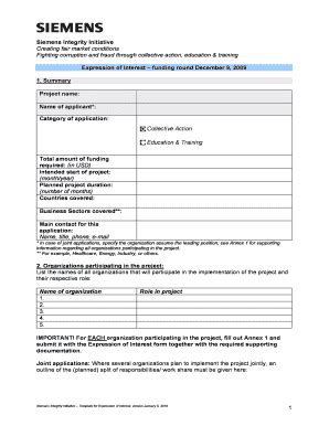 Fillable Online Expression Of Interest Form Siemens Fax Email Print