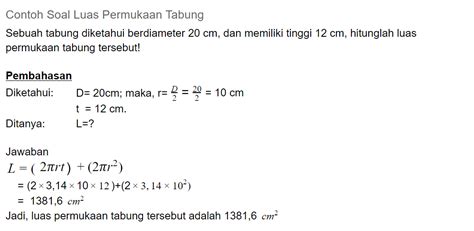 Rumus Luas Permukaan Tabung Cara Menghitung Dan Contoh Soalnya Porn