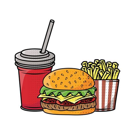 Download The Delicious Burger With Soda And French Fries 5033720 Royalty Free Vector From