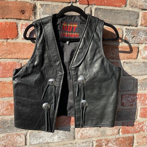 Hot Leathers Black Leather Cowboy Vest A Bit More Depop