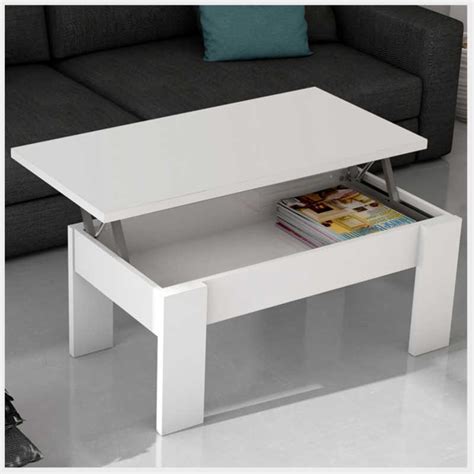 Mesa De Centro Elevable Blanco Mate Cristal X Miroytengo Es