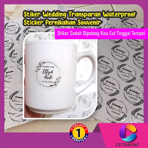 Jual Cetakinc Stiker Label Souvenir Pernikahan Wedding Transparan