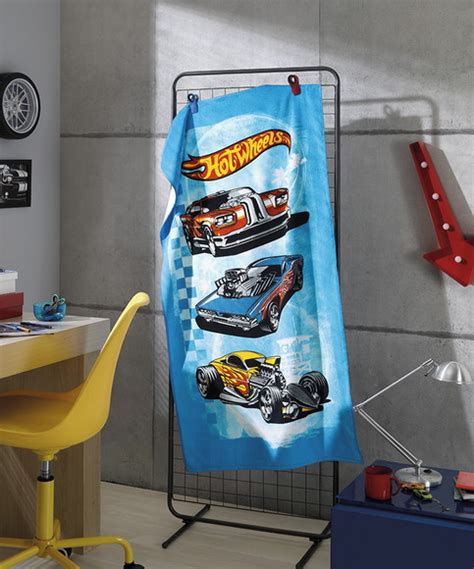 Toalha De Banho Hot Wheels Aveludada Nome Bordado