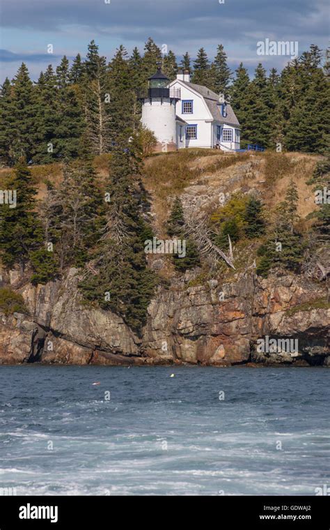 Bear Island Lighthouse On A Small Island Just South Of Mount Desert