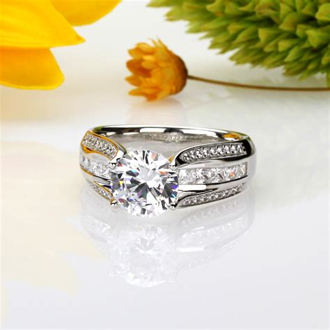 7 5mm Platinum Plated Sterling Silver 2ct Round CZ Wedding Engagement