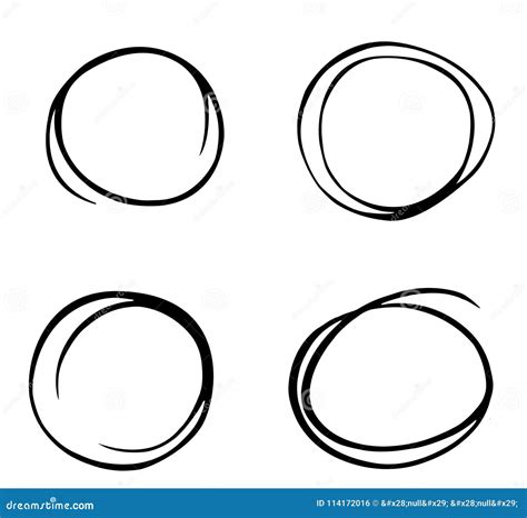 Hand Drawn Circle Sketch Set Doodle Pencil Line Vectorhand Drawn