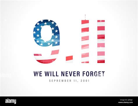 911 Never Forget September 11 2001 Vector Conceptual Illustration