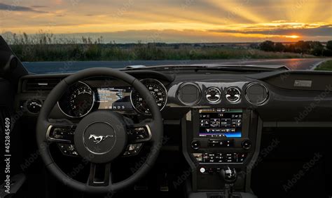 Steering wheel and Ford Mustang dashboard Stock Photo | Adobe Stock