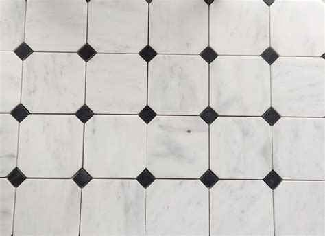 Octagony Bianco Carrara Nero Marquina Mat Mozaika Marmurowa