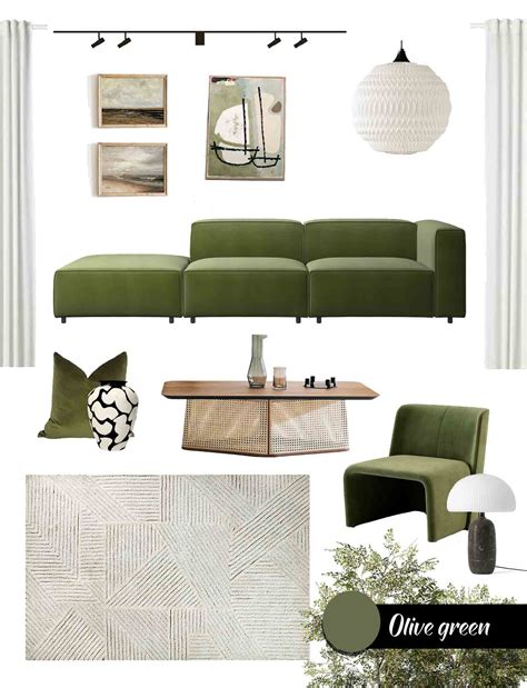 Modern Living Room decor with Olive Green furniture