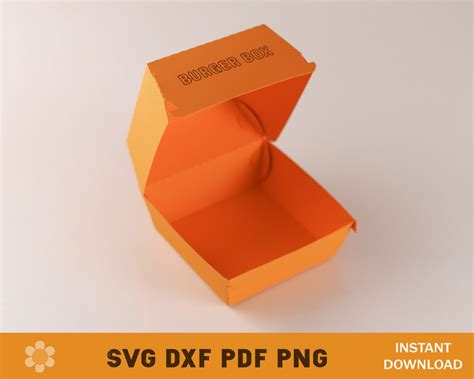 No Glue Burger Box Template SVG DXF PDF PNG Artcrafter Net