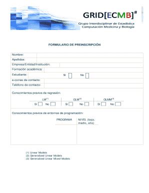 Completable En línea eio usc FORMULARIO DE PREINSCRIPCI N Nombre