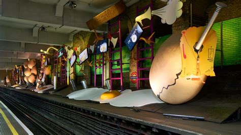 Heather Phillipson’s giant sculptures of eggs on disused platform at ...