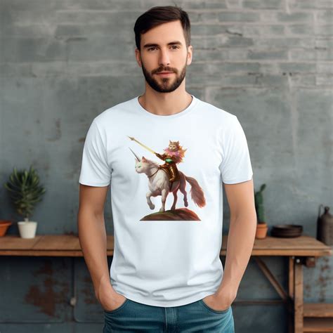 Cat Riding Unicorn Shirt High Quality Printing