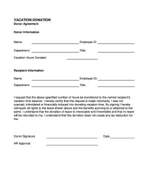 Fillable Online Vacation Donation Donor Form NCRA Employee Dashboard