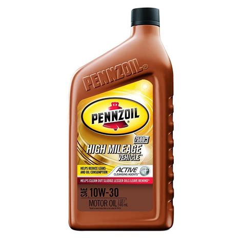 Pennzoil 10w 30 High Mileage Motor Oil 1 Qt 550022812 The Home Depot