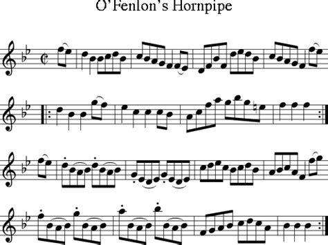 O Fenlon S Hornpipe Irish Folk Song Ireland For Treble Clef