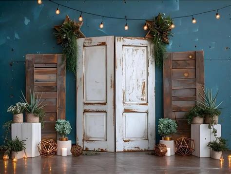 Mehofond Photography Background Rustic Door with Fairy Lights Maternity Wedding Family Backdrop ...