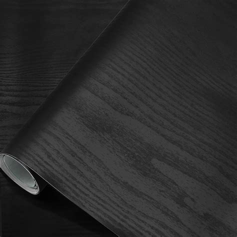 Seonta Black Contact Paper 16x118 Wood Peel And Stick Wallpaper