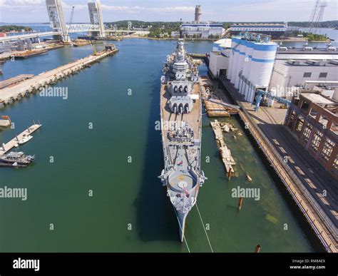 Aerial View Of Uss Salem Ca 139 Heavy Cruiser In Quincy Massachusetts