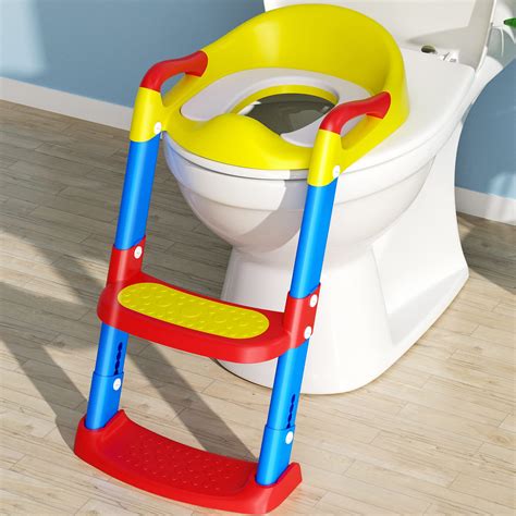 Buy Potty Training Toilet Seat with Step Stool Ladder PU Padded Potty ...