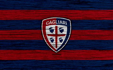 Download wallpapers Cagliari, 4k, Serie A, logo, Italy, wooden texture ...