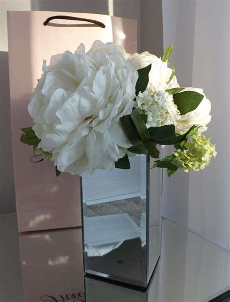 Peony And Gelder Rose In Mirrored Vase White Rtfact Arti