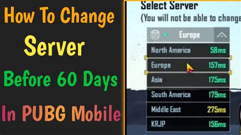 How To Change Server Before 60 Days In PUBG Mobile How To Change