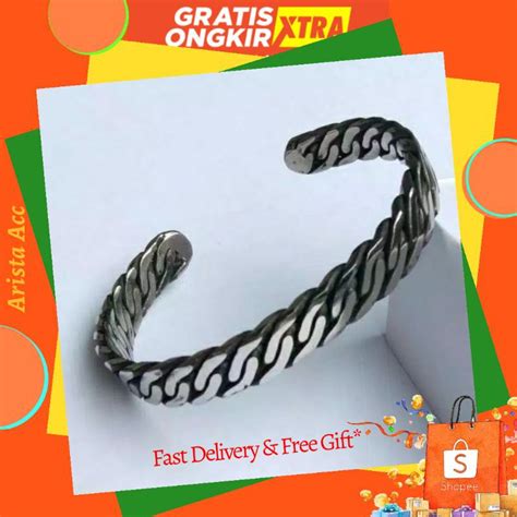 Jual 8 5mm GELANG PAPUA PRIA UKIR SISIK COBRA SLIM STAINLESS STEEL